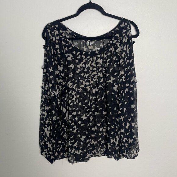 ⭐Butterfly Sheer Bow Tie Peasant Cottage Coquette Boho Hipster Hippie Art Blouse - Picture 7 of 7